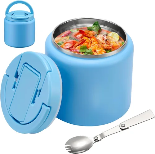 Vista 11 de BABHAMNESS Termo de sopa de 13.5 onzas para comida caliente para niños, recipiente aislado al vacío con tapa de hebilla, boca ancha, a prueba