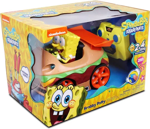 Vista 6 de NKOK Krabby Patty con control remoto con vehículo de Bob Esponja, vehículo RC de función completa, luces de trabajo, tiene control de radio y Turbo