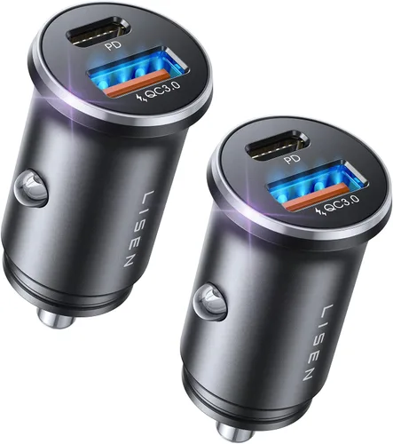 Vista 11 de LISEN Cargador de coche USB C del adaptador del encendedor de cigarrillos Negro