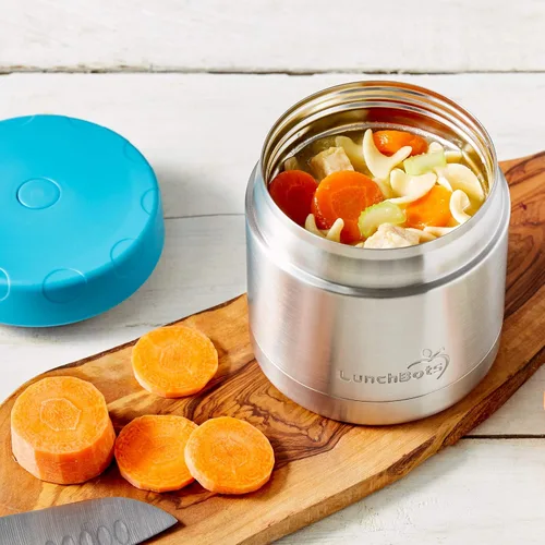 Vista 9 de LunchBots - Termo de boca ancha de acero inoxidable de 16 onzas - Termo aislado con tapa ventilada - Mantiene la comida caliente o fría durante