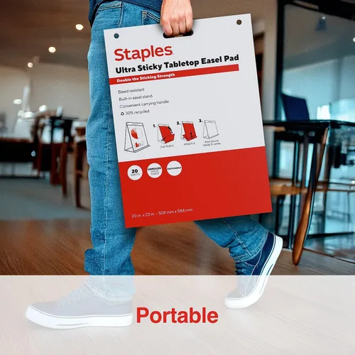 Vista 8 de STAPLES Ultra Sticky Tabletop Easel Pad, 20" x 23", 20 Sheets/Pad (ST62836)