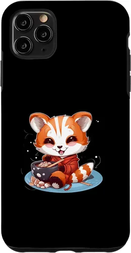 Vista 11 de Funda para iPhone 14 Otaku Anime Red Panda Eat Ramen Fideos Flor de Cerezo
