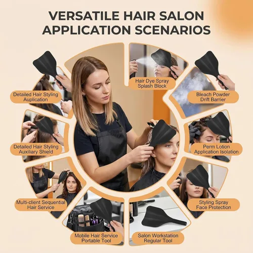 Vista 7 de Protector facial de peluquería de plástico negro, protector de laca de mano para el cabello, cubierta protectora de ojos para cortar el cabello