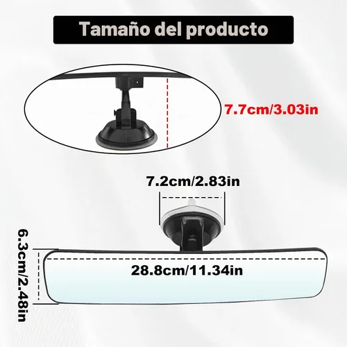 Vista 2 de Espejo retrovisor interior para automóvil, antideslumbrante, reduce los puntos ciegos, convexo, gran angular, HD, espejo retrovisor ajustable de 360