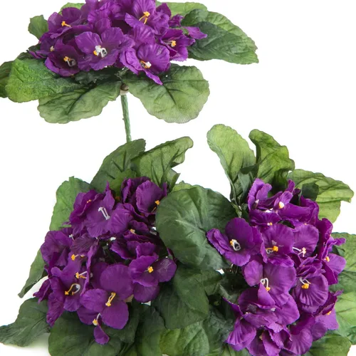 Vista 8 de 6 arbustos de violeta africana morada: tallos artificiales de flores de Polysilk Morado