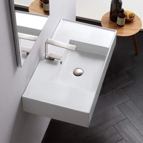 Vista 4 de Scarabeo 5123-Fregadero de baño sin agujero, tamaño único, blanco