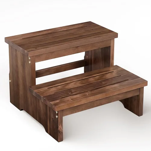 Vista 8 de TINAMO Taburete largo de madera de acacia de 16.5 pulgadas para adulto, 300