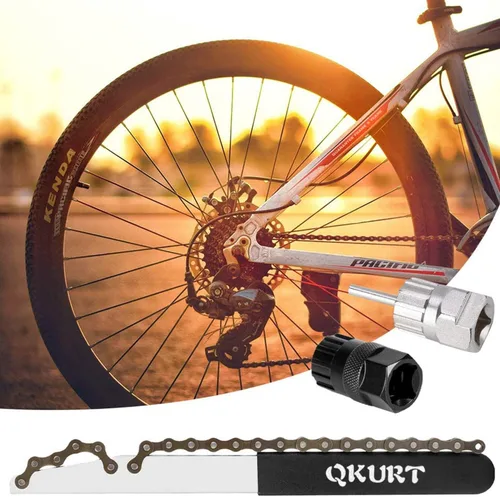 Vista 7 de QKURT Kit de herramientas de látigo de cadena de bicicleta, herramienta de extracción de casete de ciclo de 3 piezas, apta para cadenas de 7, 8, 9