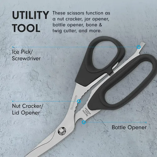 Vista 5 de Messermeister tijeras de cocina de 8.5 pulgadas, Negro