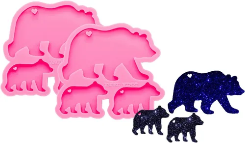 Vista 17 de Shiny Bear Family - Molde para llavero de resina para hacer manualidades con arte epoxi