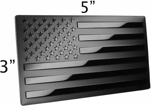 Vista 2 de Emblema de guardabarros de metal con bandera estadounidense de Estados Unidos para automóviles, camiones hacia adelante y atrás