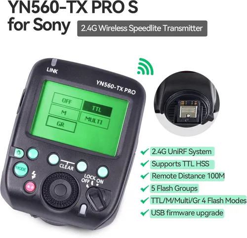 Vista 2 de YONGNUO YN560-TX PRO S YN560 TX PRO Flash inalámbrico Speedlite Transmisor Disparador HSS TTL para cámara S