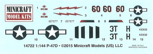 Vista 3 de Minicraft P-47D USAAF - Kit modelo (escala 1/144)