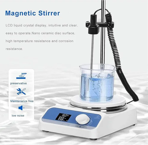 Vista 2 de Magnetic Stirrer, 1500R/Min Magnetic Stirrer Hot Plate, Laboratory Magnetic Mixer, Digital Magnetic Stirrer for Laboratory, Classroom, Scientific