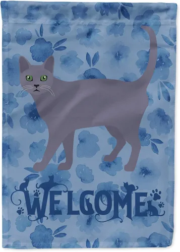 Vista 215 de Caroline's Treasures CK4813CHF - Bandera de bienvenida con gato abisinio azul, manga grande, para porche, para colgar en la pared, poliéster