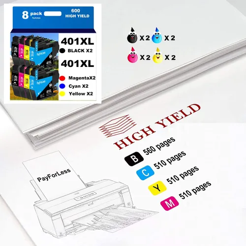 Vista 3 de LC401XL - Cartuchos de tinta para impresora Brother compatibles con Brother LC401, cartuchos de tinta para impresora Brother MFC-J1010DW MFC-J1012DW