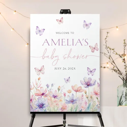 Vista 26 de Letrero personalizado de flores silvestres para baby shower, letrero de bienvenida para baby shower, decoración de fiesta de plástico con estacas