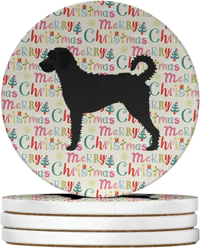 Vista 22 de AIDI Atlas Mountain Dog Merry Christmas - Posavasos grandes de piedra arenisca, paquete de 4