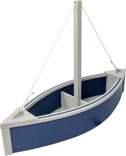 Vista 9 de Amish-Made - Maceta de poliéster azul Aruba de 47 x 16 pulgadas para exteriores Aruba Azul y Blanco