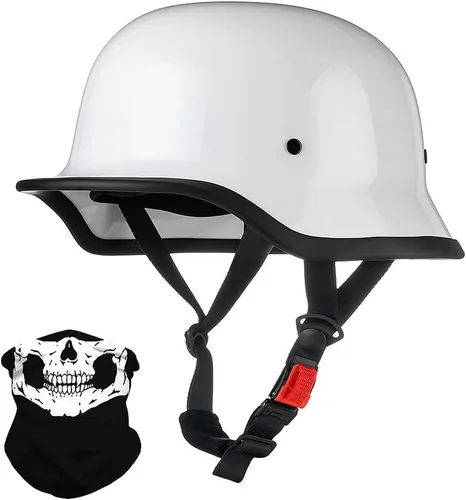 Vista 14 de Medio casco de motocicleta alemana vintage, aprobado por DOT, para adultos, hombres y mujeres, casco retro abierto, con hebilla ajustable