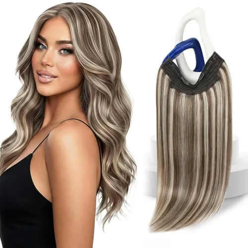 Vista 33 de Sunny - Extensiones de cabello humano real, con cable/hilo y clips ajustables, aplicación invisible, 2.82 onzas, 12 pulgadas, color rubio cenizo