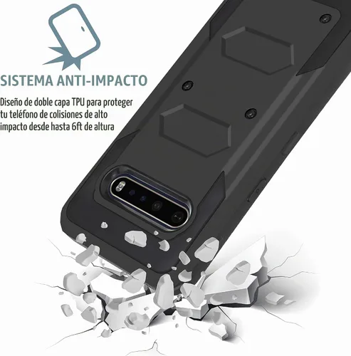 Vista 6 de Funda ThinQ para LG V60 ThinQ de alta resistencia a los impactos/armadura de alta resistencia a los impactos, funda de pantalla integrada con Negro