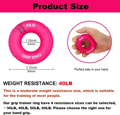 Vista 2 de Boaton Empuñaduras para gimnasio, levantamiento de pesas, dominadas, escalada en roca, niños y niñas 40 libras - rojo rosa