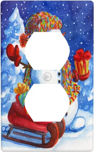 Vista 26 de Cubierta de interruptor de luz dúplex de 1 banda, cubierta decorativa de Navidad con copos de nieve rojos, placa frontal decorativa para cocina