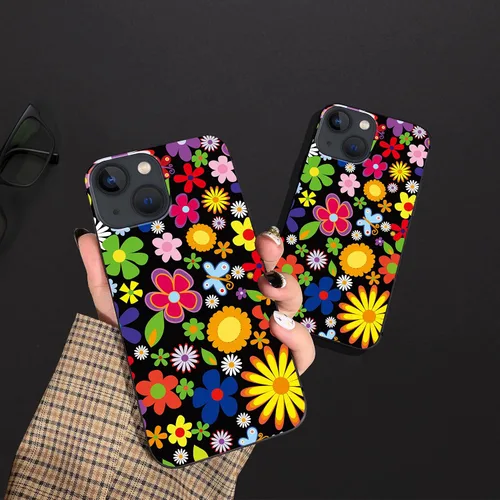 Vista 5 de Funda compatible con iPhone 14 Plus, funda de teléfono con flores de primavera para niñas y mujeres, funda protectora de TPU suave a prueba