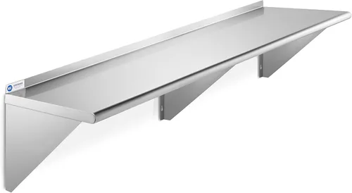 Vista 8 de GRIDMANN Estante de montaje en pared de acero inoxidable de 12 x 24 pulgadas con protector contra salpicaduras, grado comercial, estantería