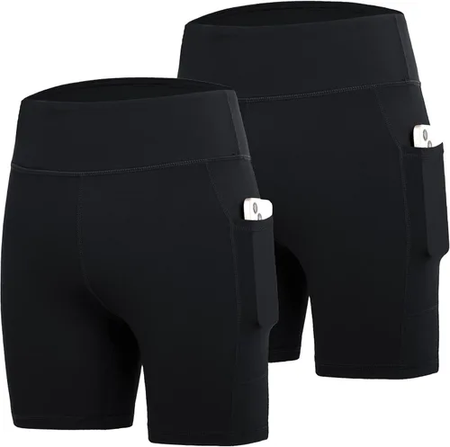 Vista 9 de DEVOROPA Pantalones cortos de 5" de elastano para niñas, pantalones cortos de voleibol, pantalones cortos elásticos para atletismo y gimnasia Beige