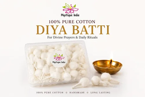 Vista 2 de Mechas redondas de algodón Diya Batti Puja Religioso Jyot Akhand Lámpara de aceite Diwali Iluminación 500 Pc (redonda)