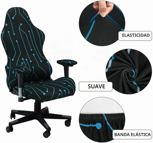 Vista 2 de Fundas para sillas de videojuegos, con funda para reposabrazos, fundas para sillas de computadora, elásticas, lavables a máquina, funda de asiento