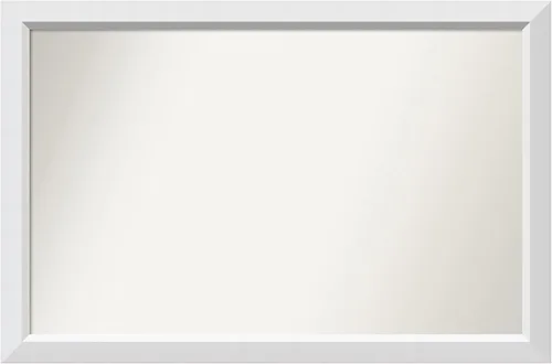 Vista 347 de Amanti Art Espejo de baño blanco para sobre el fregadero, 24 x 26 pulgadas, espejo rectangular blanco y blanco, marco de madera contemporáneo