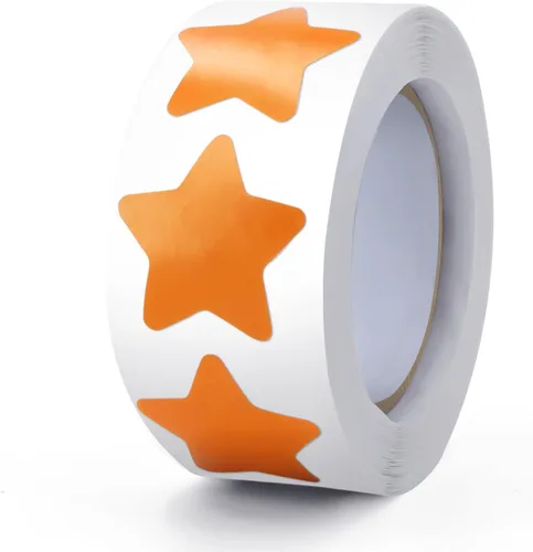 Vista 13 de Rollo de calcomanías de estrellas negras de 1 pulgada, autoadhesivas, impermeables, extraíbles, para niños, profesores, negocios, 500