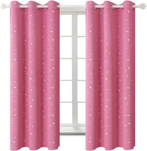 Vista 75 de BGment Cortinas opacas para dormitorio infantil, con aislamiento térmico, con ojales, estampado de estrellas plateadas, cortinas para oscurecer