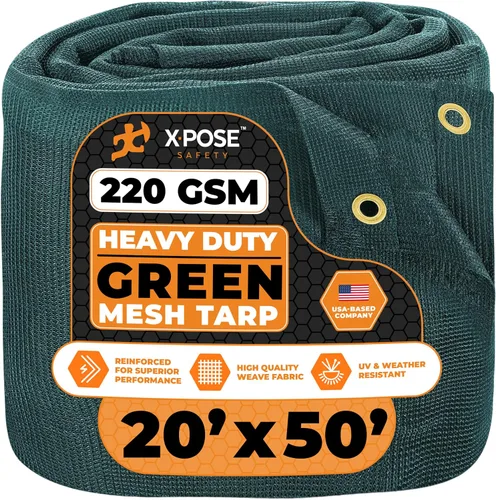 Vista 77 de Xpose Safety Lona de malla resistente, 4 x 10 pies, cubierta protectora negra multiusos con flujo de aire, uso para amarres, sombra, vallas, toldos