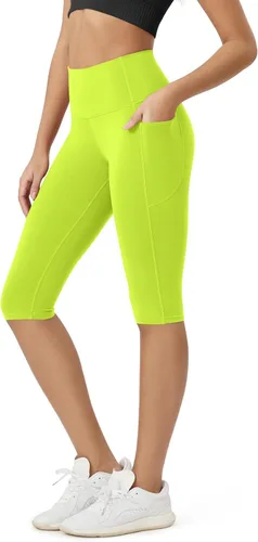 Vista 61 de ODODOS Pantalones capri de yoga suaves como mantequilla para salón con bolsillos para mujeres, leggings capri de cintura alta de 14"/19"/21
