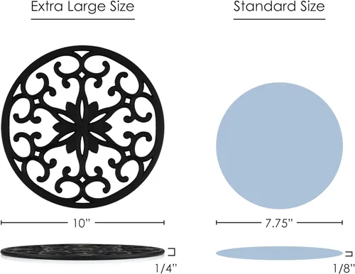 Vista 2 de GASARE, salvamanteles de silicona extra grandes, gruesos, de 10 pulgadas para platos calientes, ollas y sartenes, almohadillas calientes para Negro
