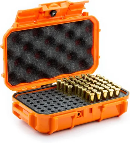 Vista 11 de Evergreen Pistol Ammo Case Compatible with 5.7/9mm/.40/.380-100 Rounds Lockable USA Made Bandera negra
