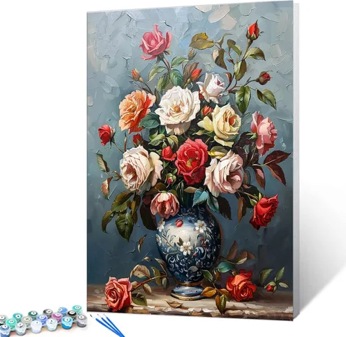 Vista 37 de Tucocoo Pintura de girasoles para ventana por números para adultos, kits de pintura al óleo digital sobre lienzo con pinceles y pigmento acrílico