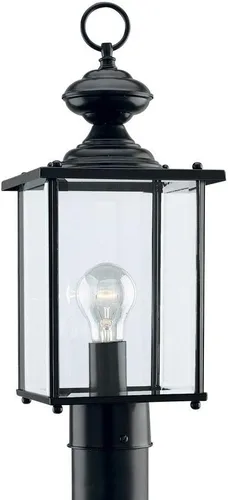 Vista 2 de Sea Gull Lighting 8257-12 Jamestowne - poste farol con cristal biselado transparente, 17 pulgadas, color negro