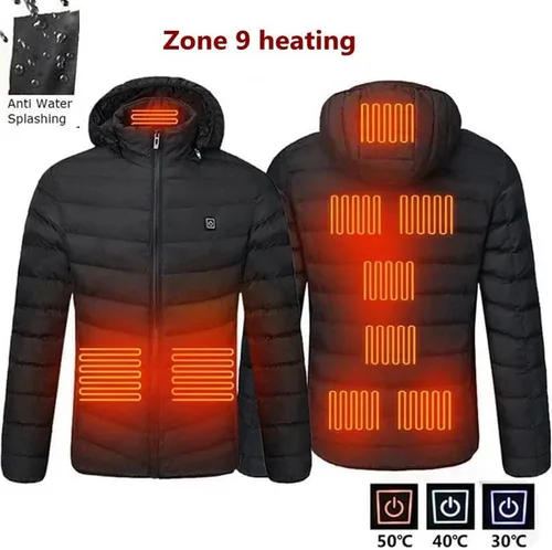 Vista 2 de HUDENRTV Unisex Heated Hoodie,Heated Jacket 9 Heating Zones Heated Coat Detachable Hood,Heated Coat with 3 Heating Levels