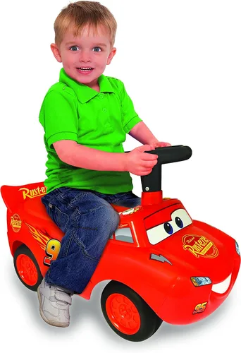 Vista 3 de Kiddieland Toys Limited My Lightning McQueen Racer Ride On, multicolor, grande Disney Pixar Cars tema con volante interactivo, sonidos del motor