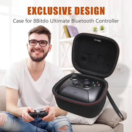 Vista 5 de LTGEM Funda de EVA para controlador Bluetooth 8Bitdo Ultimate con base de carga (negro) - Viaje