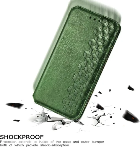 Vista 4 de Funda compatible con Xiaomi Poco X3 GT, compatible con Redmi Note 10 Pro (China) 5G con cierre magnético con soporte para tarjetas, color verde
