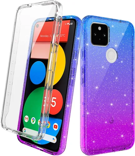 Vista 15 de Funda para Google Pixel 5a 5G con protector de pantalla integrado (no para Google Pixel 5), Rosebono Hybrid Gradient Transparente Suave TPU Clear