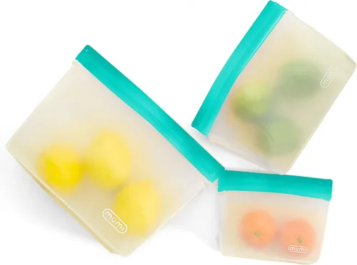 Vista 14 de MUMI Piccolo Bolsas reutilizables con cremallera, juego de 3 bolsas de silicona con cierre hermético Bolsas reutilizables con cierre hermético