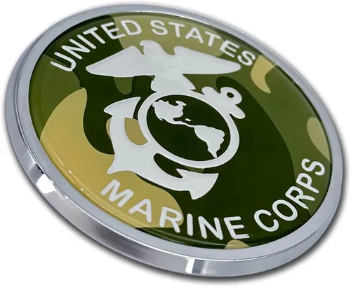 Vista 4 de Emblema de camuflaje cromado para automóvil de Marine Corps
