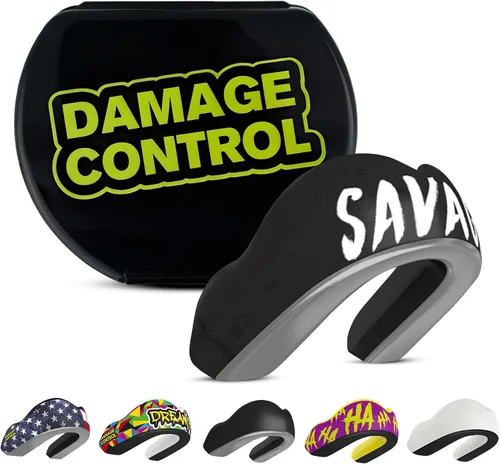 Vista 39 de DAMAGE CONTROL Protector bucal deportivo de impacto extremo con estuche Boil & Bite Fit, almohadillas absorbentes de golpes, funda ventilada